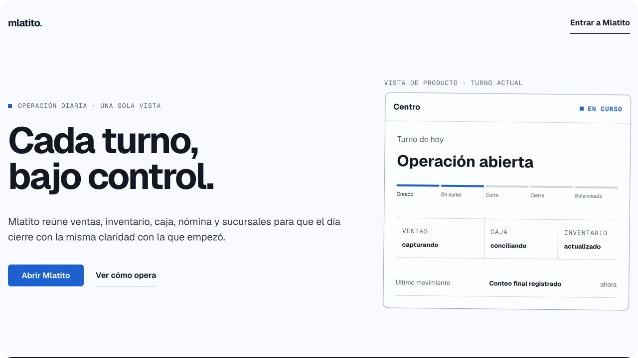 Panel de operación diaria de Mlatito